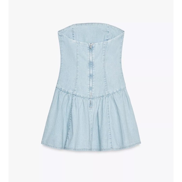 Zara TRF Denim Bandeau Dress - Picture 6 of 6